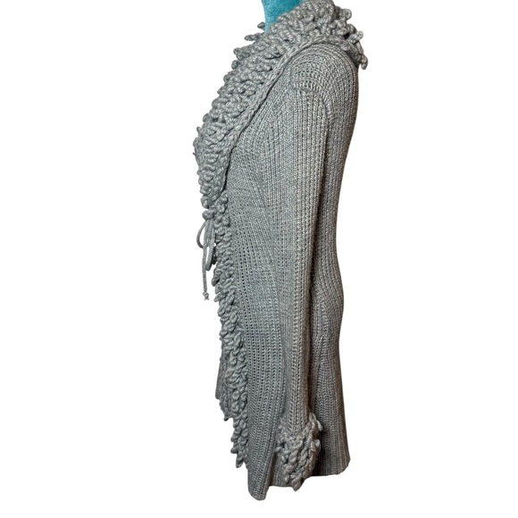 Sioni Gray Chunky Knit Loop Trim Cardigan Sweater L (Fits Small/6–8) - Picture 12 of 16